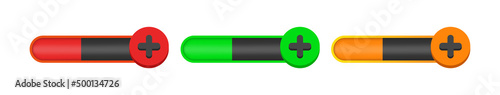 The health bar. Life scale with a plus icon. Design elements for video games. Vector clipart isolated on gray background.