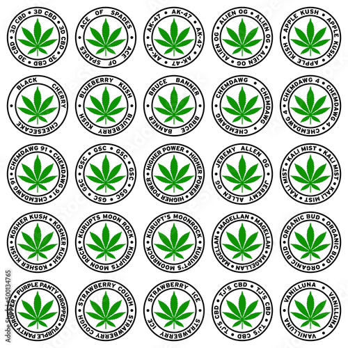 Round Marijuana Strain Clipart Set photo