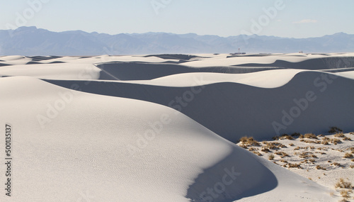Gypsum sand dunes in White sands national park in late afternoon