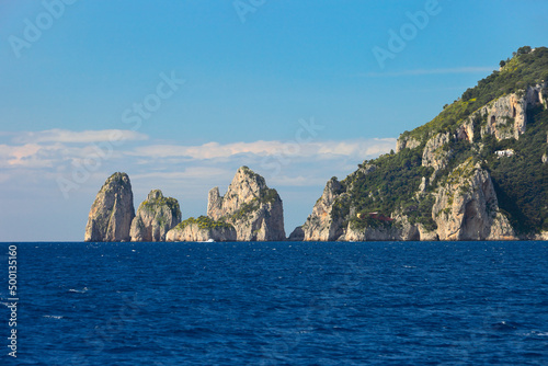 Capri view of famous Faraglioni stacks, Italy photo