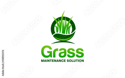Illustration vector graphic of grass, lawn care, landscape concept logo design template