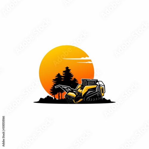 forestry mulching machine illustration vector	