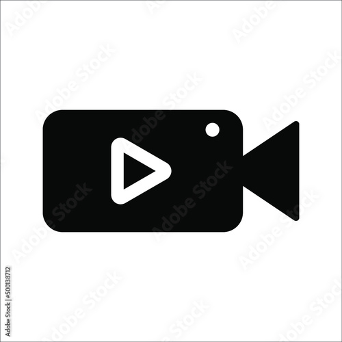 Video camera icon vector design with editable strokes, on white background, eps 10.