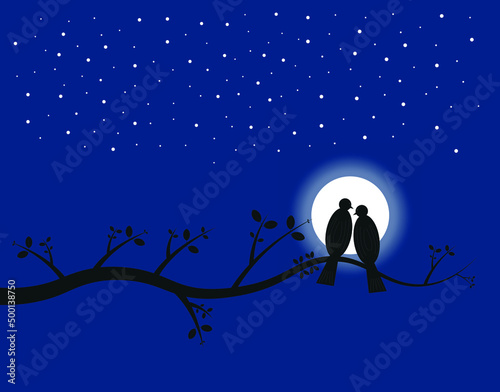 Bird and moonlight vector design