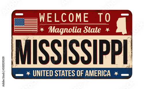 Welcome to Mississippi vintage rusty license plate