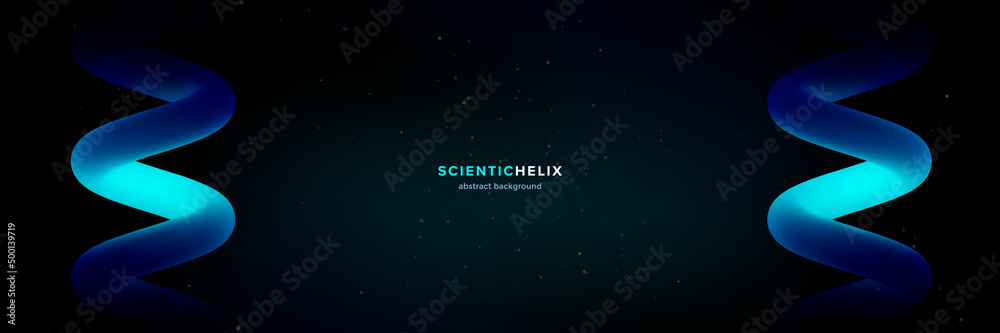 Abstract technology helix shape vector banner. Scientific medical research abstract illustration with blur effect.