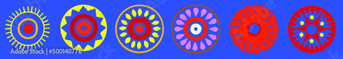Petal circle decoration element on white isolated background. Circular sign. Vector illustration