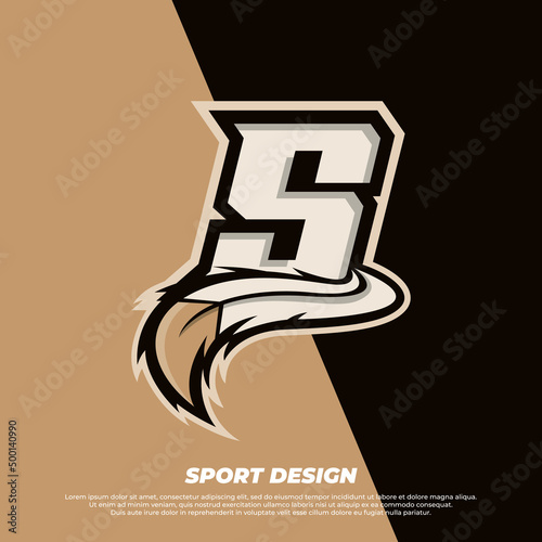 Letter S esport design template with indian fur style, gamer and sport logo illustration