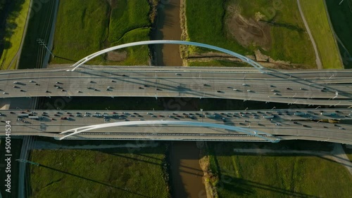 Aerial view of Margaret McDermott bridge vehicle highway photo