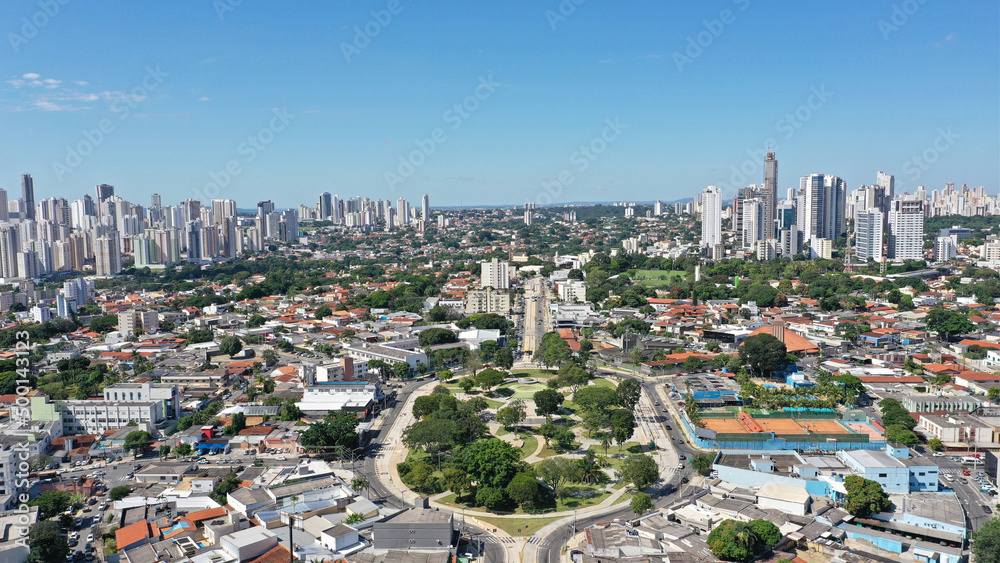 Aerial view of Setor Sul in the heart of Goiania, Goias, Brazil. April, 2022