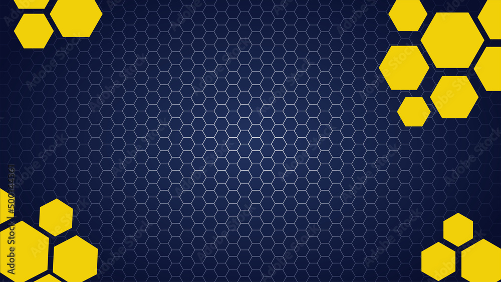 blue background with hexagonal pattern and yellow honeycomb Stock ...