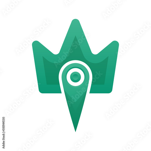 crown location gradient logo design template icon