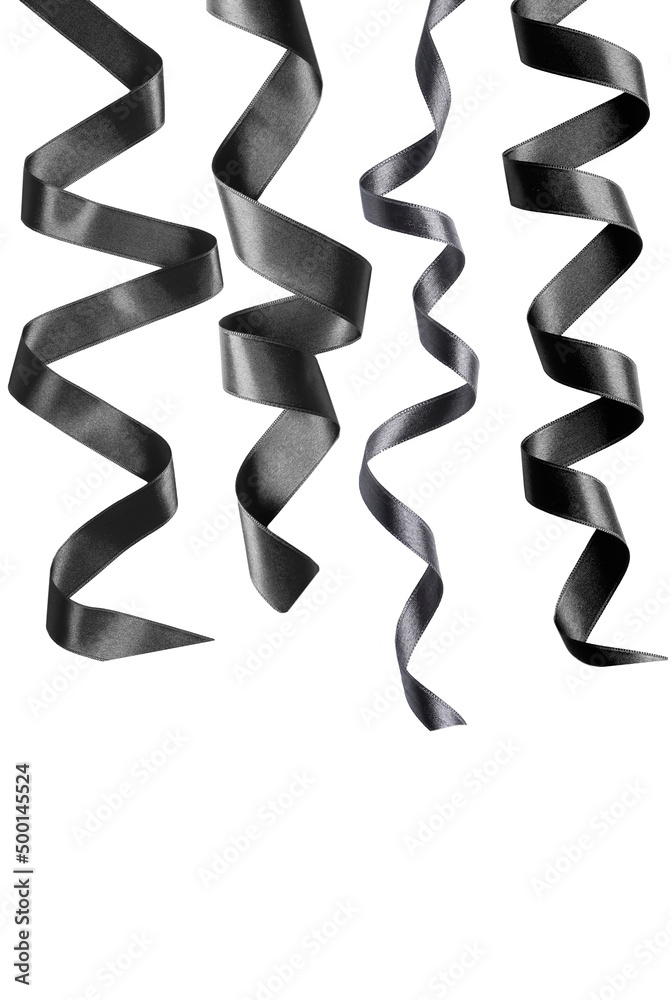Set of beautiful black ribbons isolated on white Set of beautiful black ribbons isolated on white