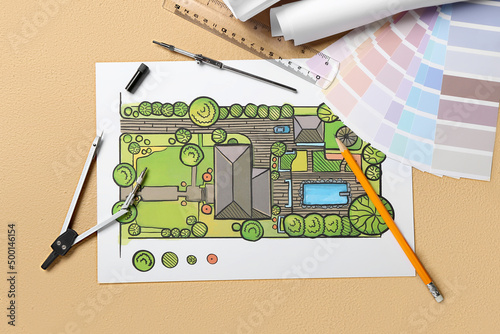 Landscape designer's plan w...