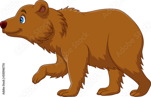 Cartoon cute little bear walking