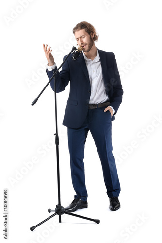 Handsome young man singing ...