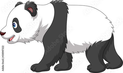 Cartoon cute little panda walking