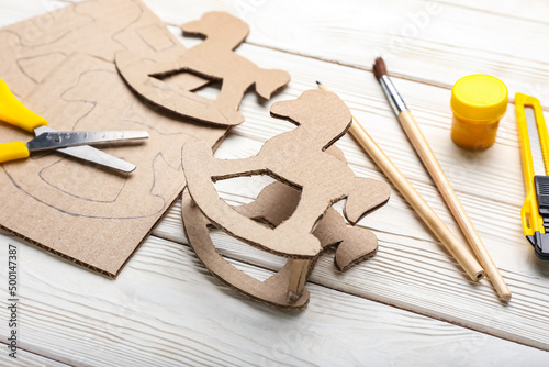 Cardboard rocking horse wit...