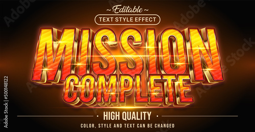 Editable text style effect - Mission Complete text style theme.