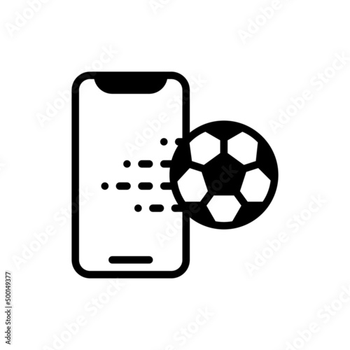 Smartphone screen with online football live streaming, video player interface, concept of social media and football streaming from home as new normal