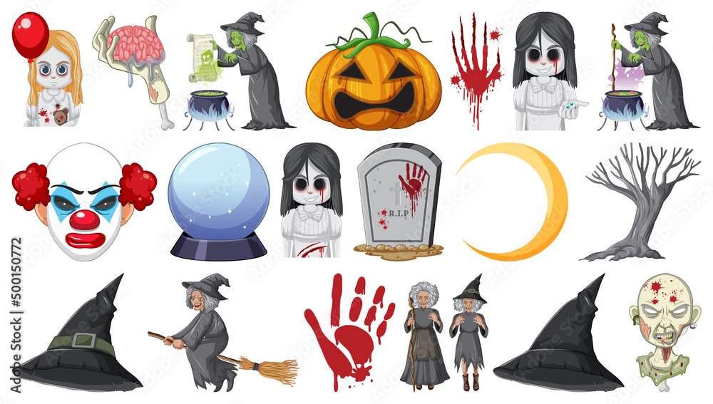 Halloween theme with witch and zombie Halloween theme with witch and zombie