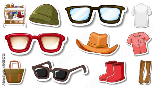 Sticker set of clothes and accessories