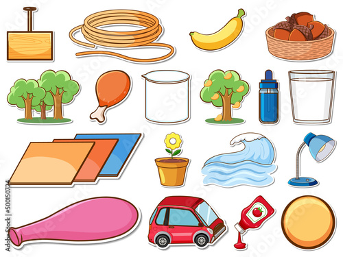 Sticker set of mixed daily objects