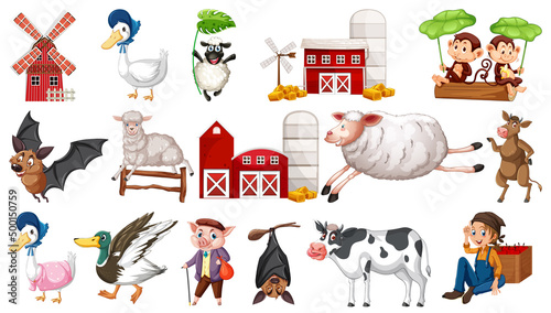 Farm animals on white background © GraphicsRF