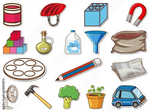 Sticker set of mixed daily objects