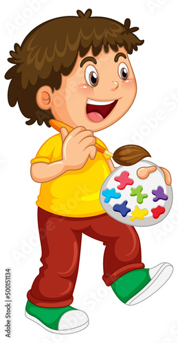 Little boy with paintbrush