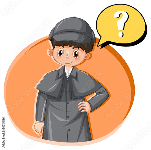 Detective looking for clues in template