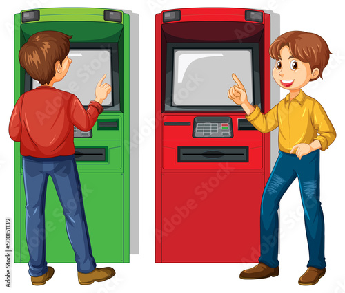 Man withdraw money from atm machine