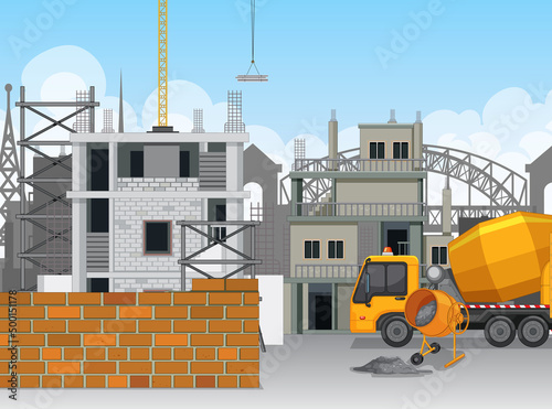 Building construction site scene