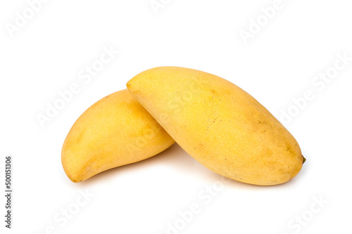 Mango Nam Dok Mai isolated on white background, a popular mango used to make Thai desserts called Thai Mango Sticky Rice