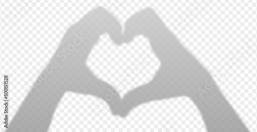 Shadow overlay of hands. Loving Gesture reflection on wall. Transparent background. Vector realistic illustration. EPS 10.