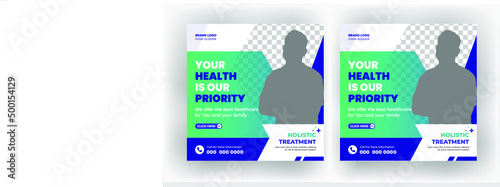 Medical Social Media Post Template, Editable Healthcare Banner Template