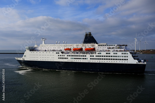 DFDS passenger and cargo roro ferry King Princess Seaways sail away servicing Ijmuiden Amsterdam, Holland with Newcastle, England photo