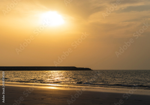 Shot of a dramatic sunset by the beach. Nature