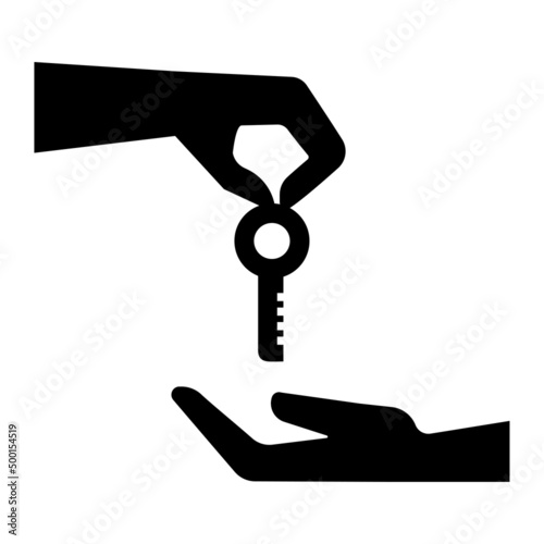 hand key silhouette icon. Cloud storage. Logo symbol. Business concept. Vector illustration. stock image.