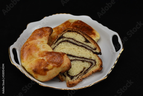 Cozonac, Romanian traditional Sponge Cake   with cocoa photo