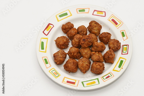 meatballs,chiftele from Romania , on a  white plate photo