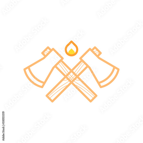 vector ax with fire icon