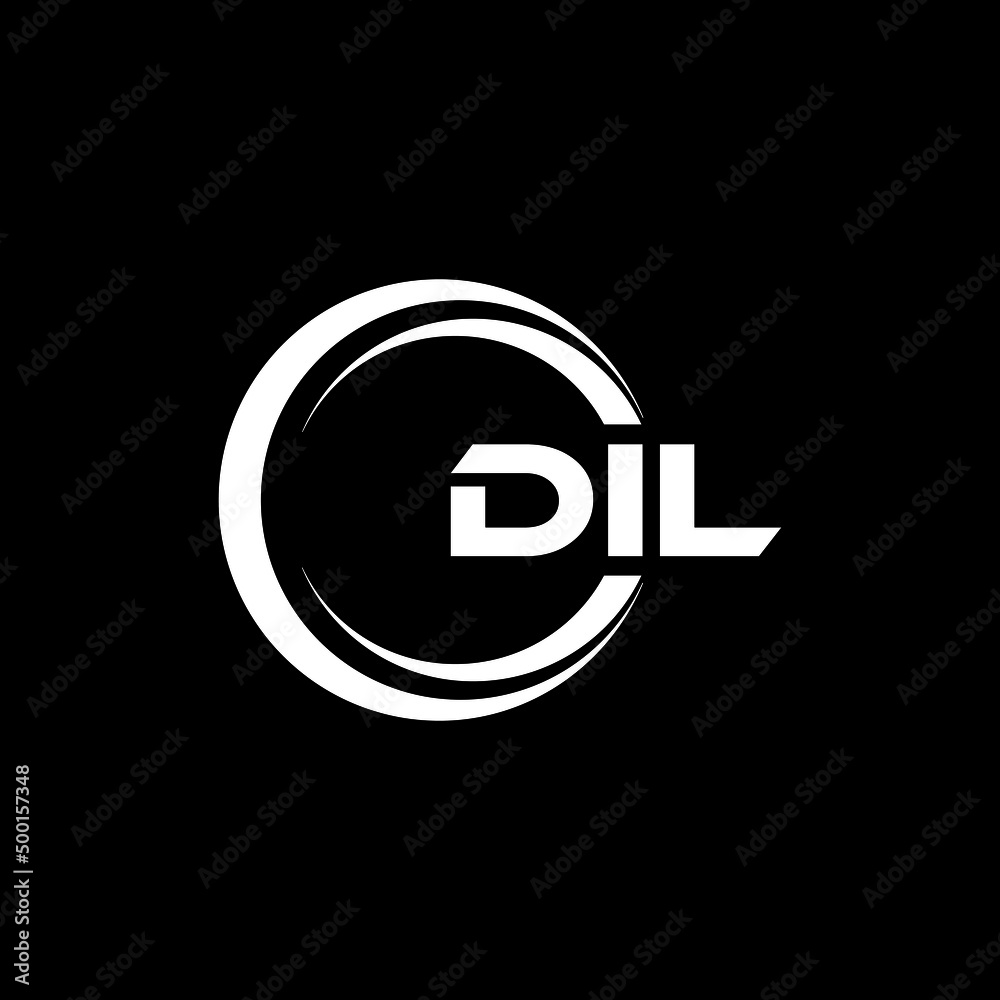 DIL letter logo design with black background in illustrator, vector
