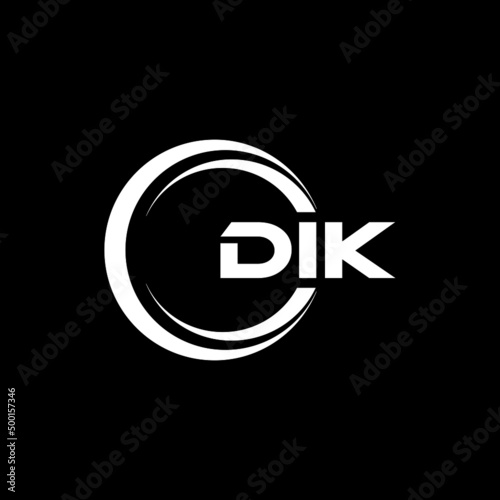 DIK letter logo design with black background in illustrator, vector logo modern alphabet font overlap style. calligraphy designs for logo, Poster, Invitation, etc.	