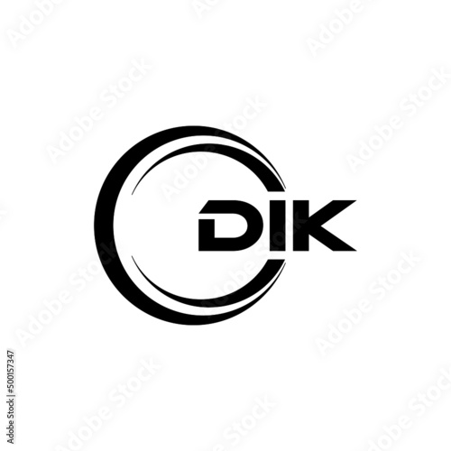 DIK letter logo design with white background in illustrator, vector logo modern alphabet font overlap style. calligraphy designs for logo, Poster, Invitation, etc.	