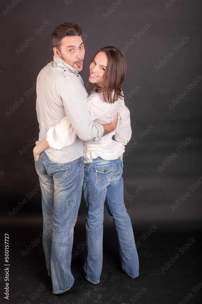 studio portrait of cheerful couple studio portrait of cheerful couple
