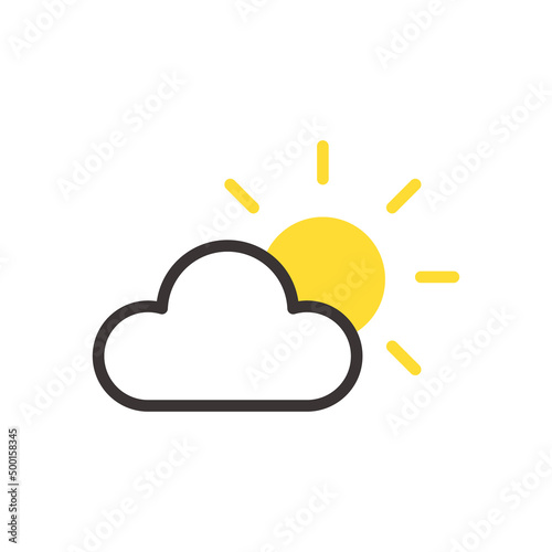 雲から覗くお日様のお天気アイコン　ベクターイラスト素材