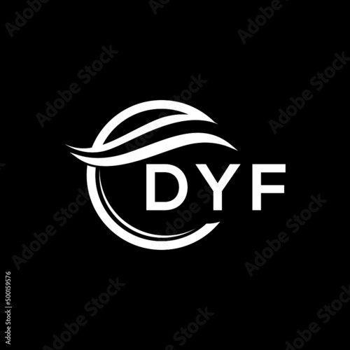 DYF letter logo design on black background. DYF  creative initials letter logo concept. DYF letter design.
 photo