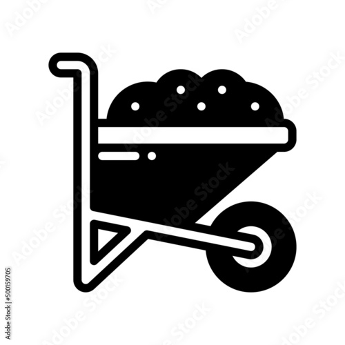 wheelbarrow solid style icon. vector illustration for graphic design, website, app