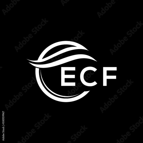 ECF letter logo design on black background. ECF  creative initials letter logo concept. ECF letter design.
 photo